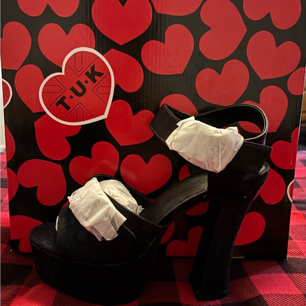 T.U.K Black Platform Sandals